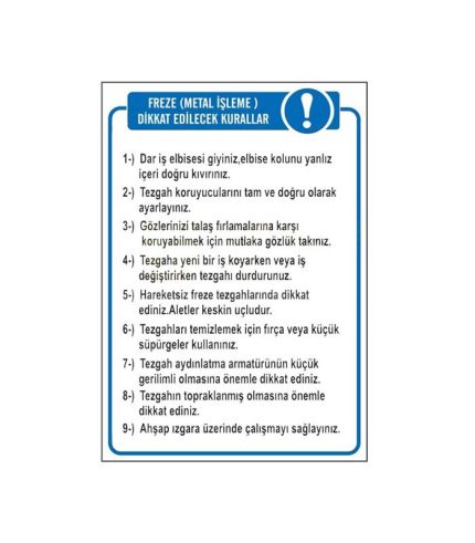 Freze (Metal İşleme) Dikkat Edilecek Kurallar