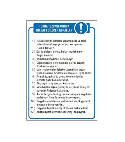 Torna Tezgahlarında Dikkat Edilecek Kurallar