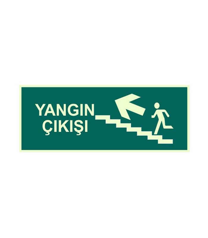 Yangın Çıkış Levhası Fotolümenli Merdiven Yukarı Sol Ok kopya 5