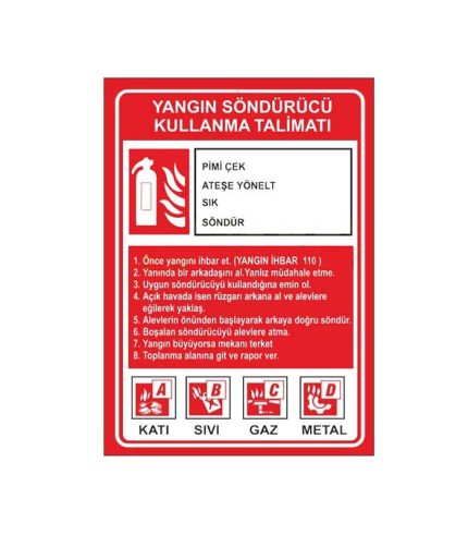 Yangın Söndürücü Kullanma Talimatı Levhası